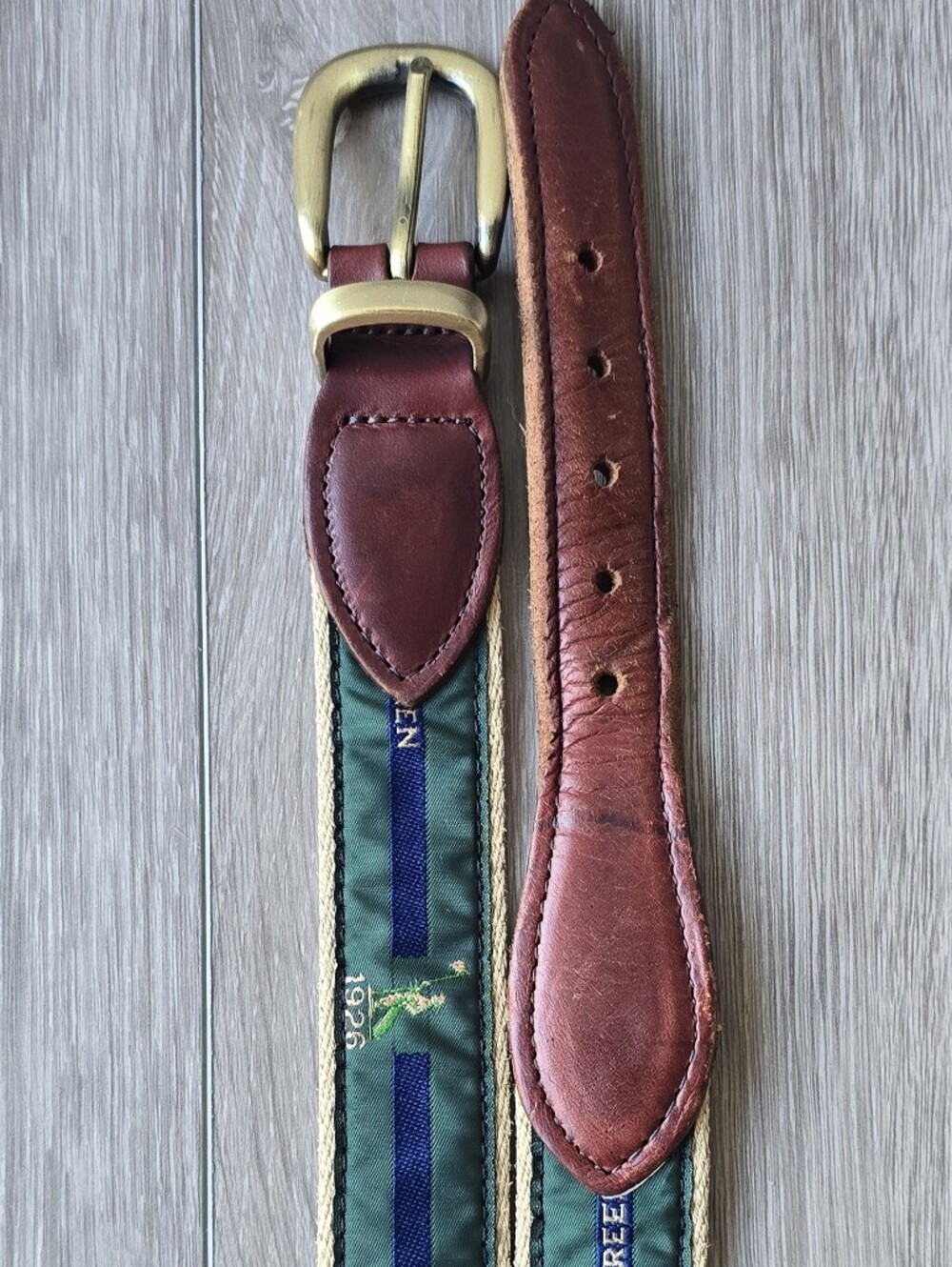 YRI Rolling Green Golf Club 1926 Ribbon Leather Belt Size 40 Preppy